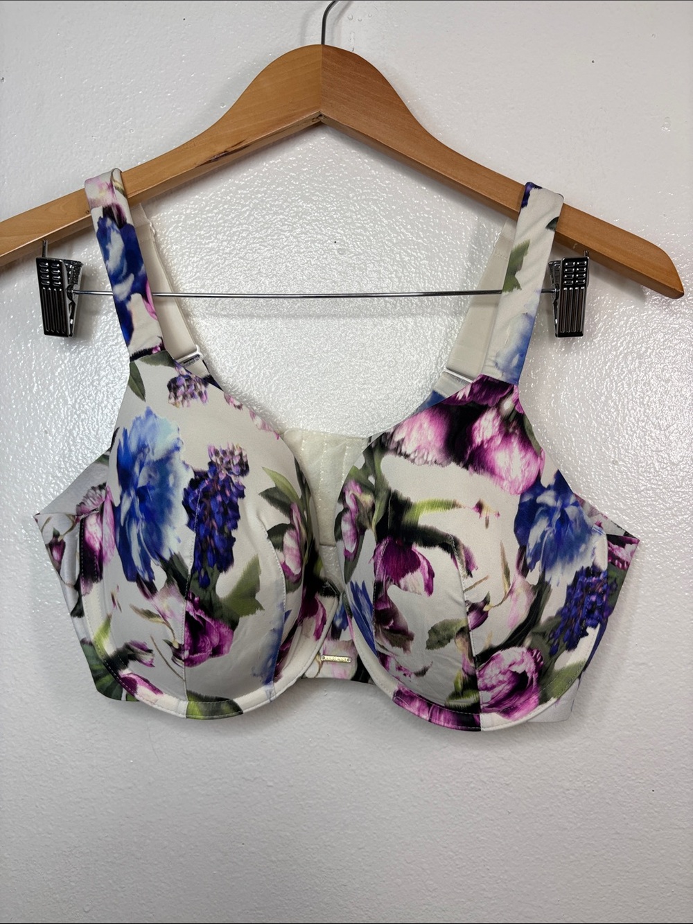 Cacique Purple Floral Lightly Lined Full Coverage Bra Size 38D